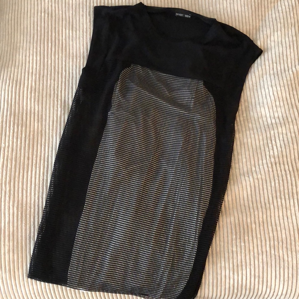 Mini black mesh dress